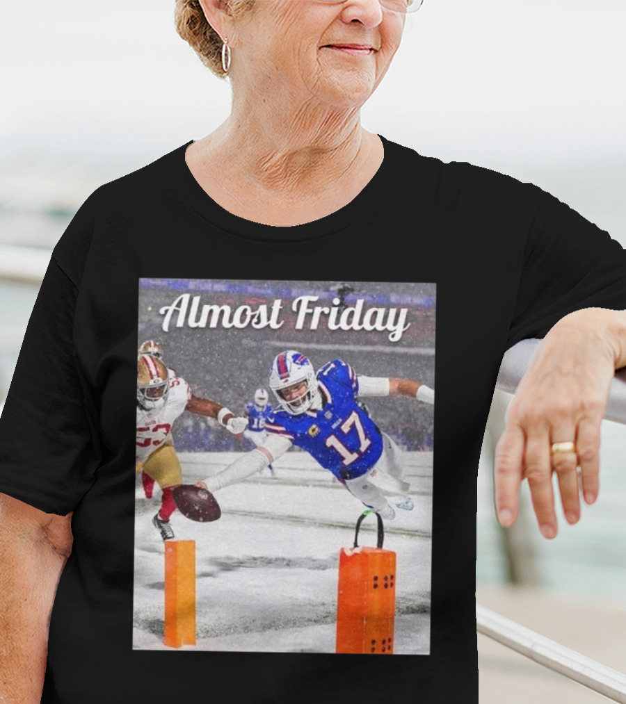 Almost Friday Josh Allen Diving Touchdown Snow Football T-Shirt