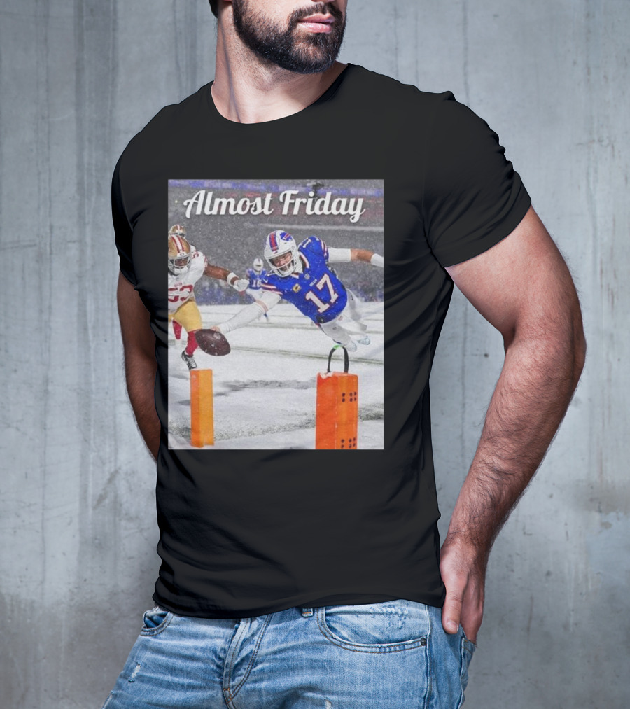 Almost Friday Josh Allen Diving Touchdown Snow Football T-Shirt