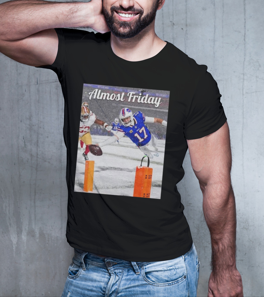 Almost Friday Josh Allen Diving Touchdown Snow Football T-Shirt