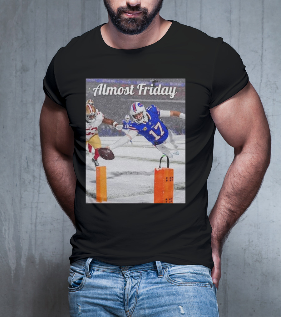 Almost Friday Josh Allen Diving Touchdown Snow Football T-Shirt