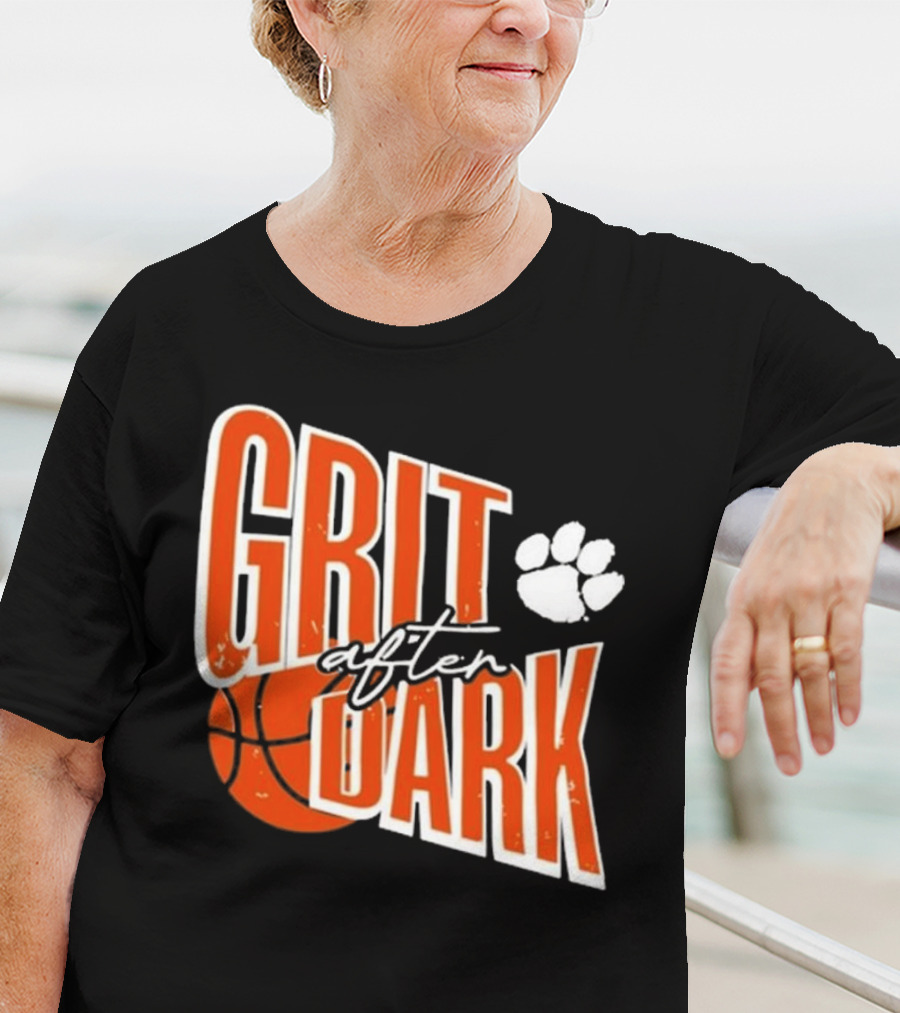 Clemson Grit After Dark Basketball And Paw Prints T-Shirt