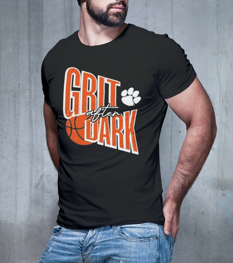Clemson Grit After Dark Basketball And Paw Prints T-Shirt