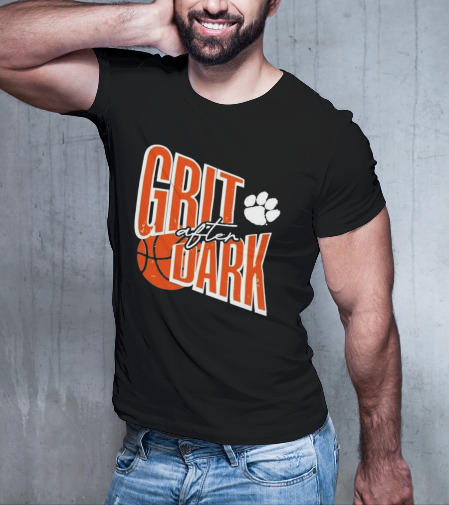 Clemson Grit After Dark Basketball And Paw Prints T-Shirt