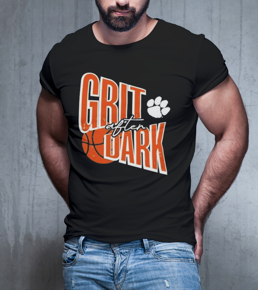 Clemson Grit After Dark Basketball And Paw Prints T-Shirt