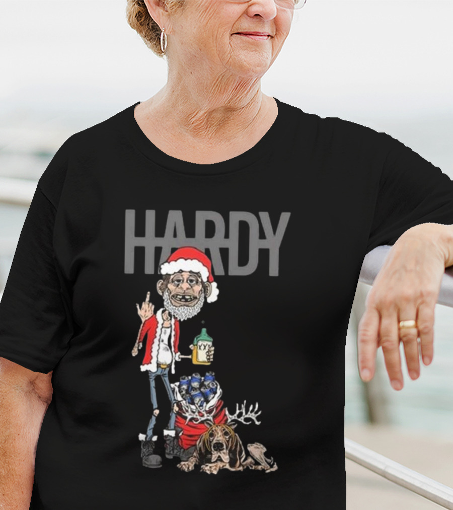 Hardy Christmas Santa Jim Bob With KY Bottle And Dogs Holiday T-Shirt