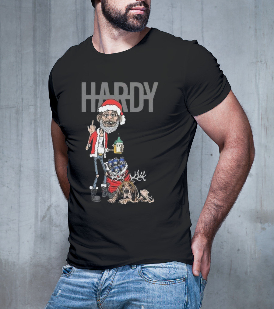 Hardy Christmas Santa Jim Bob With KY Bottle And Dogs Holiday T-Shirt