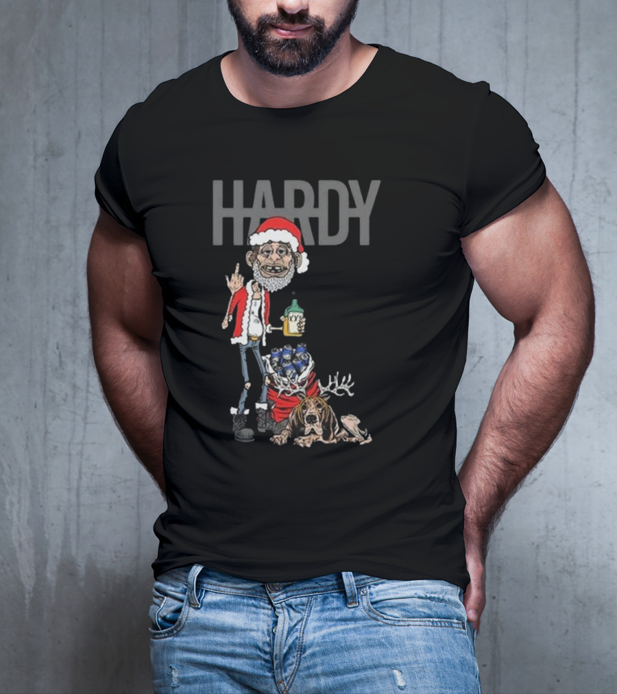 Hardy Christmas Santa Jim Bob With KY Bottle And Dogs Holiday T-Shirt