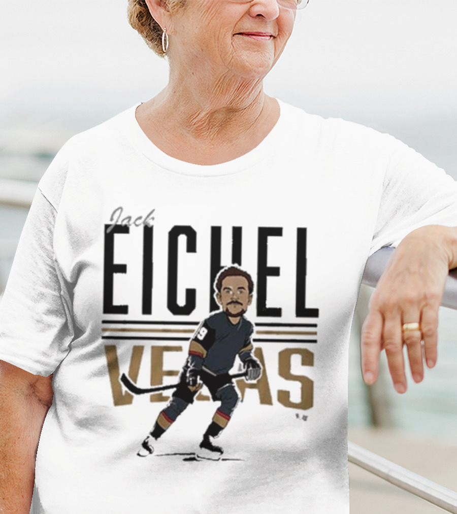 Jack Eichel Vegas Hockey Caricature Eichel Center Ice T-Shirt