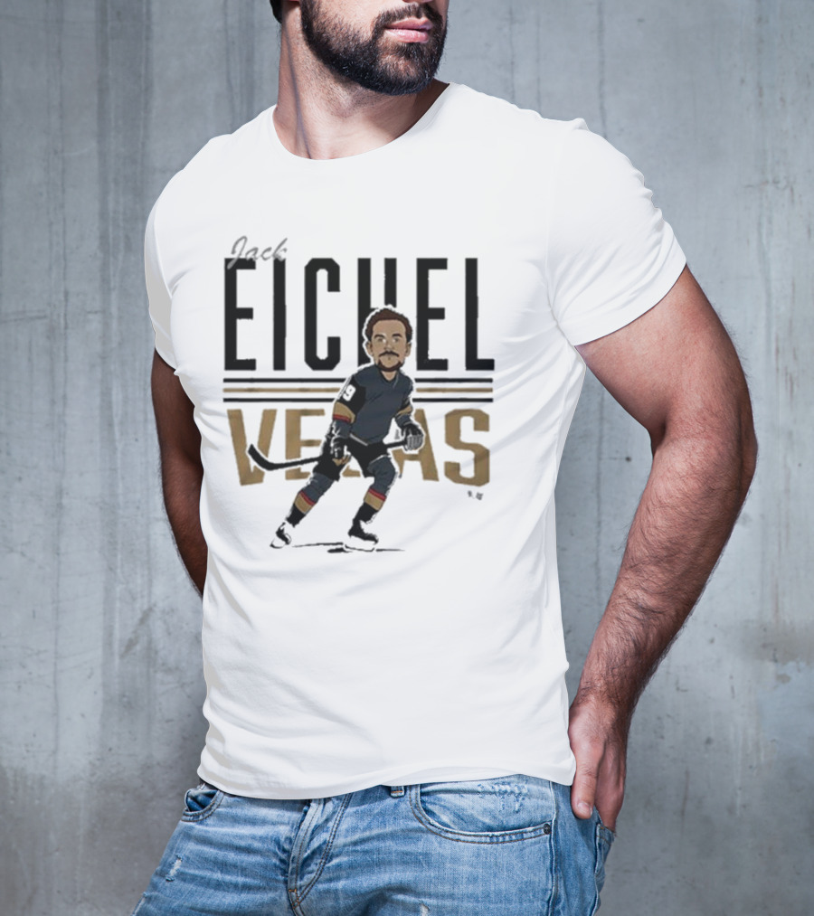 Jack Eichel Vegas Hockey Caricature Eichel Center Ice T-Shirt