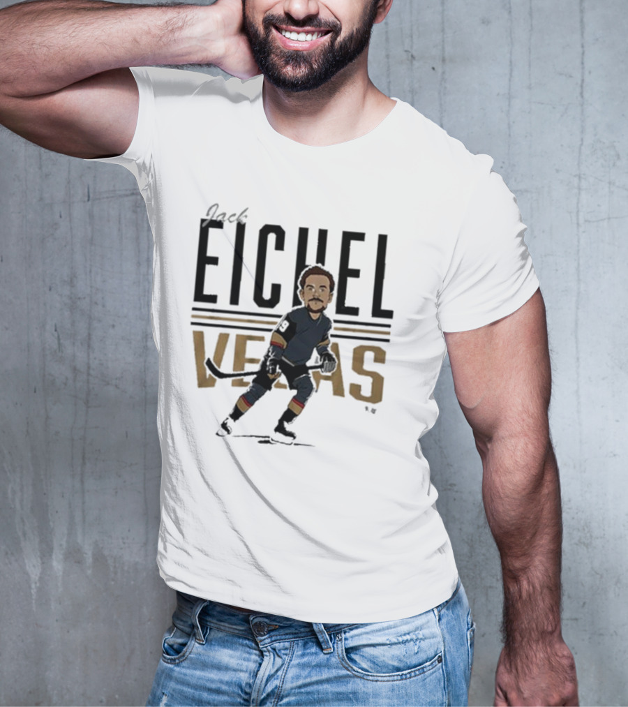 Jack Eichel Vegas Hockey Caricature Eichel Center Ice T-Shirt