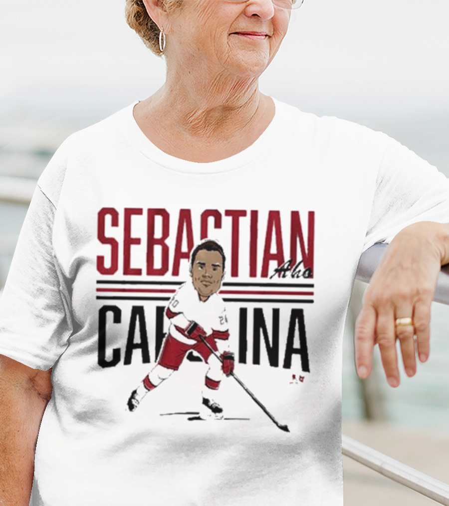 Sebastian Aho Carolina Ice Hockey Caricature T-Shirt