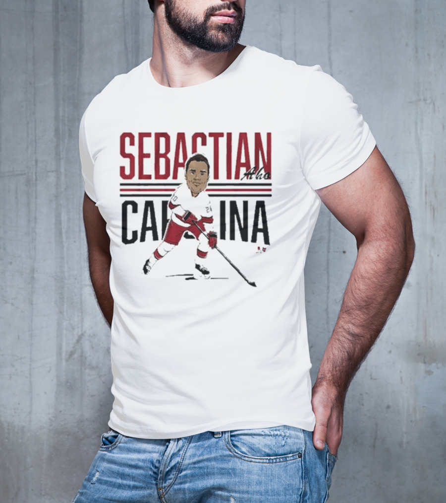 Sebastian Aho Carolina Ice Hockey Caricature T-Shirt