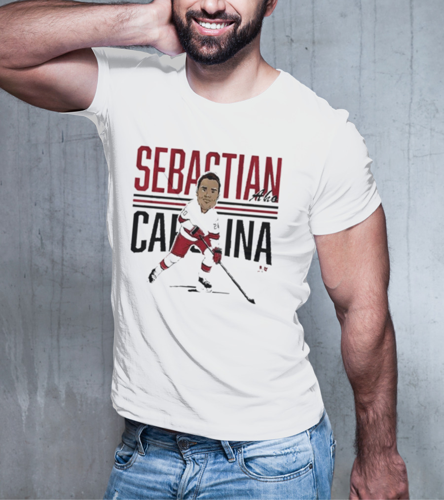 Sebastian Aho Carolina Ice Hockey Caricature T-Shirt