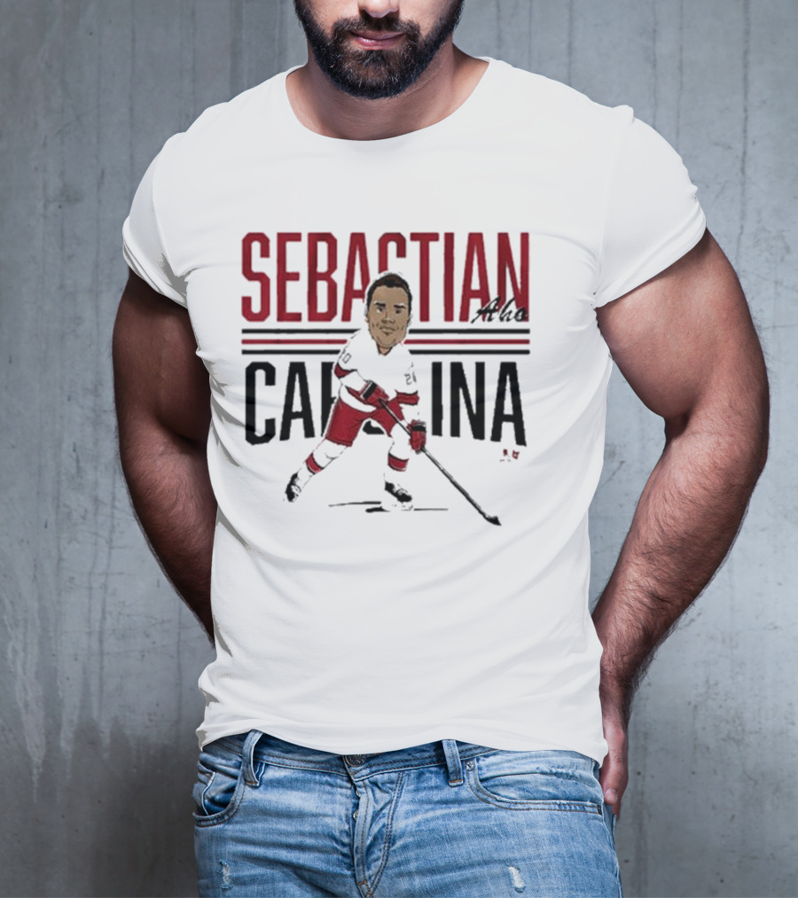 Sebastian Aho Carolina Ice Hockey Caricature T-Shirt