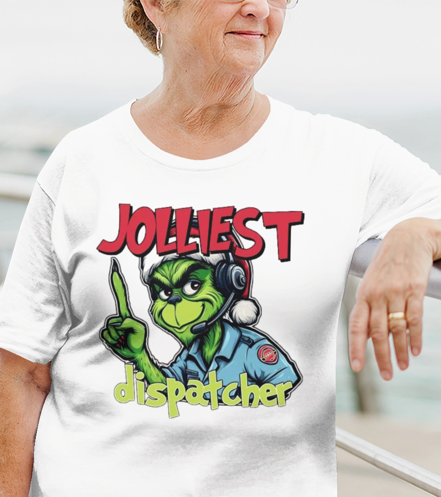 The Grinch Jolliest Dispatcher Christmas Holiday Fun T-Shirt