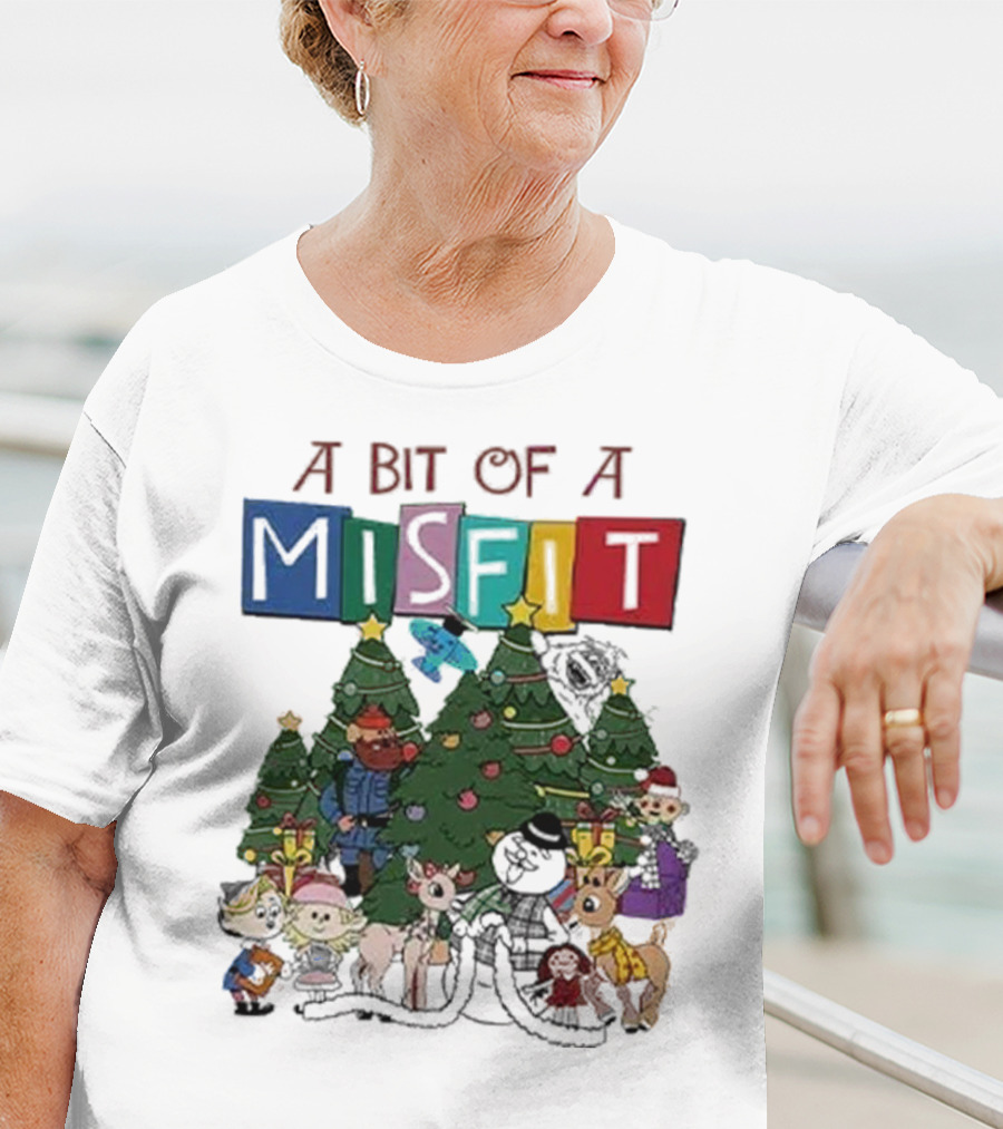 A Bit Of A Misfit Rudolph The Red Nosed Reindeer Christmas Characters With Trees T-Shirt