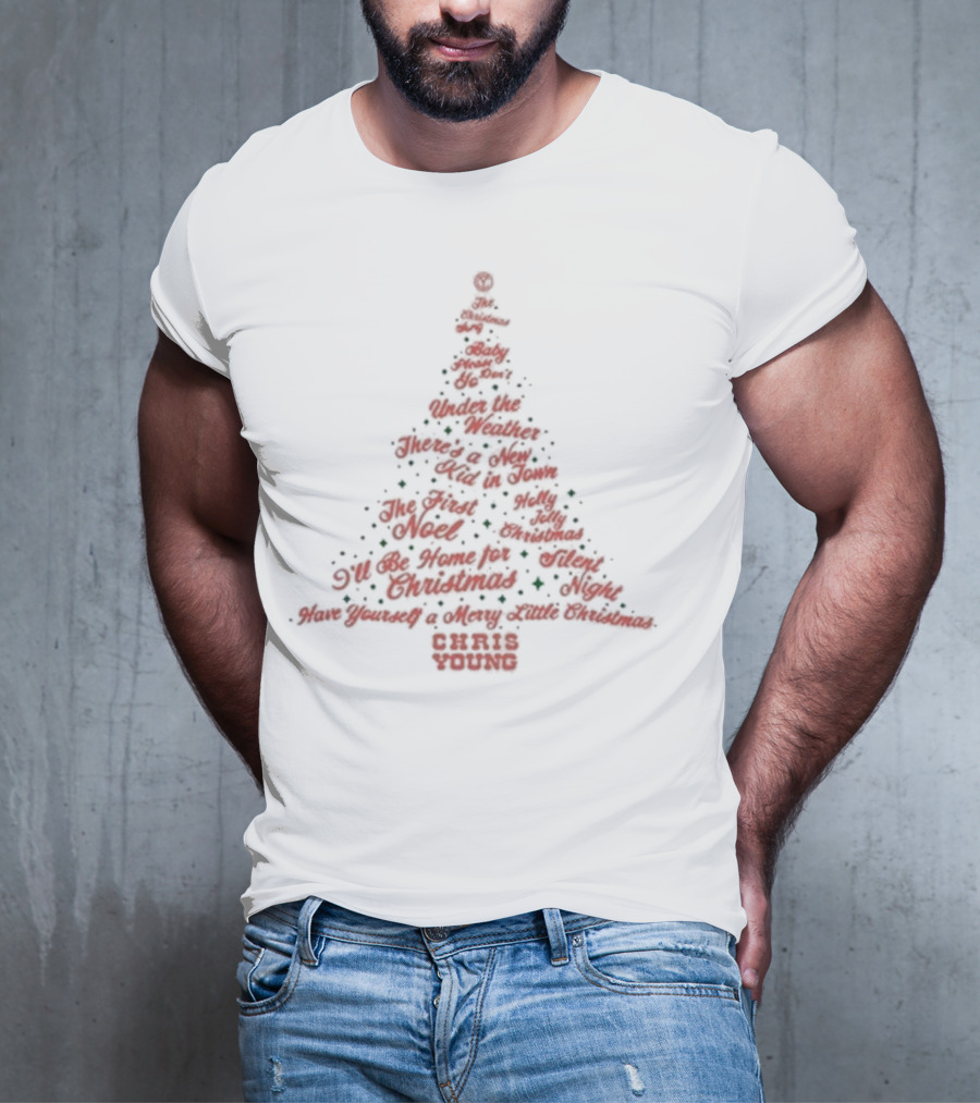 Chris Young Christmas Tree Songs Silent Night Holly Jolly Noel T-Shirt