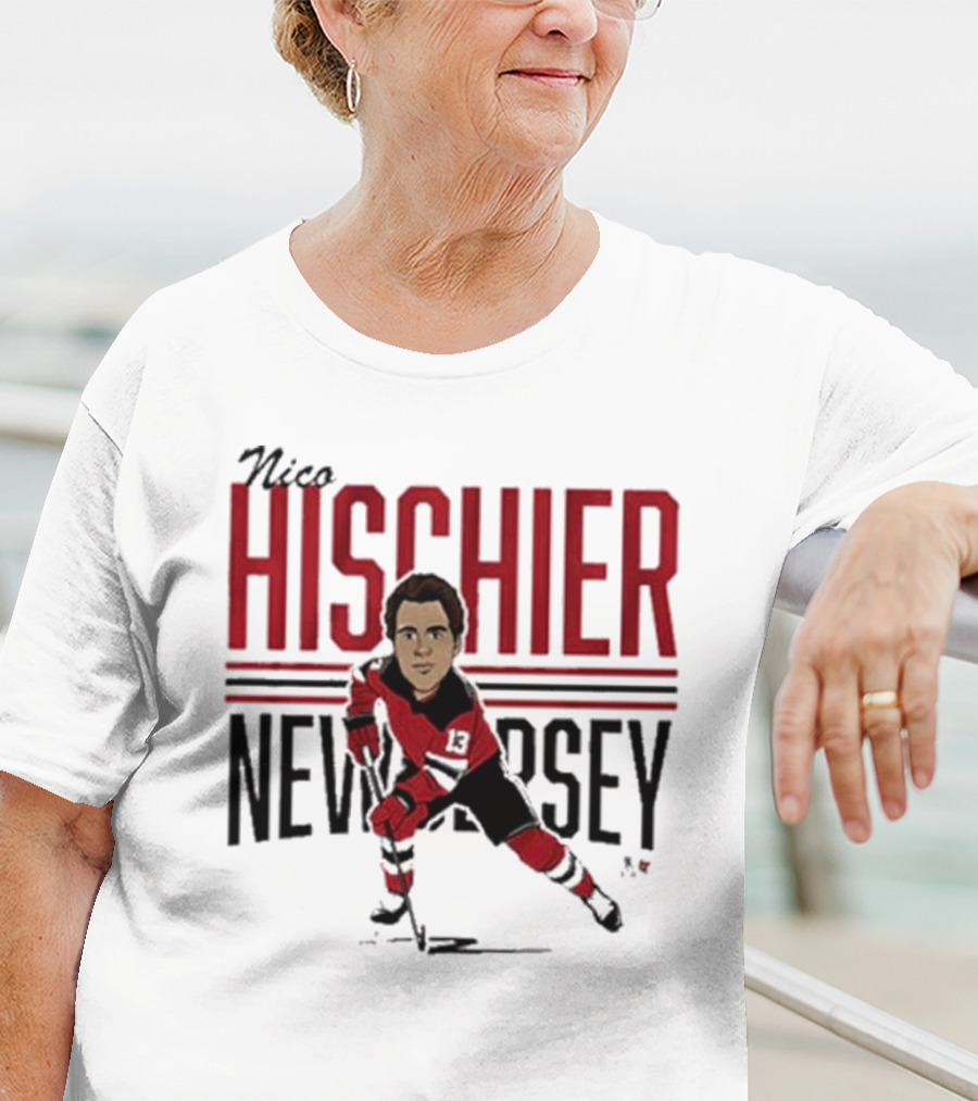 Nico Hischier New Jersey Center Ice Caricature T-Shirt