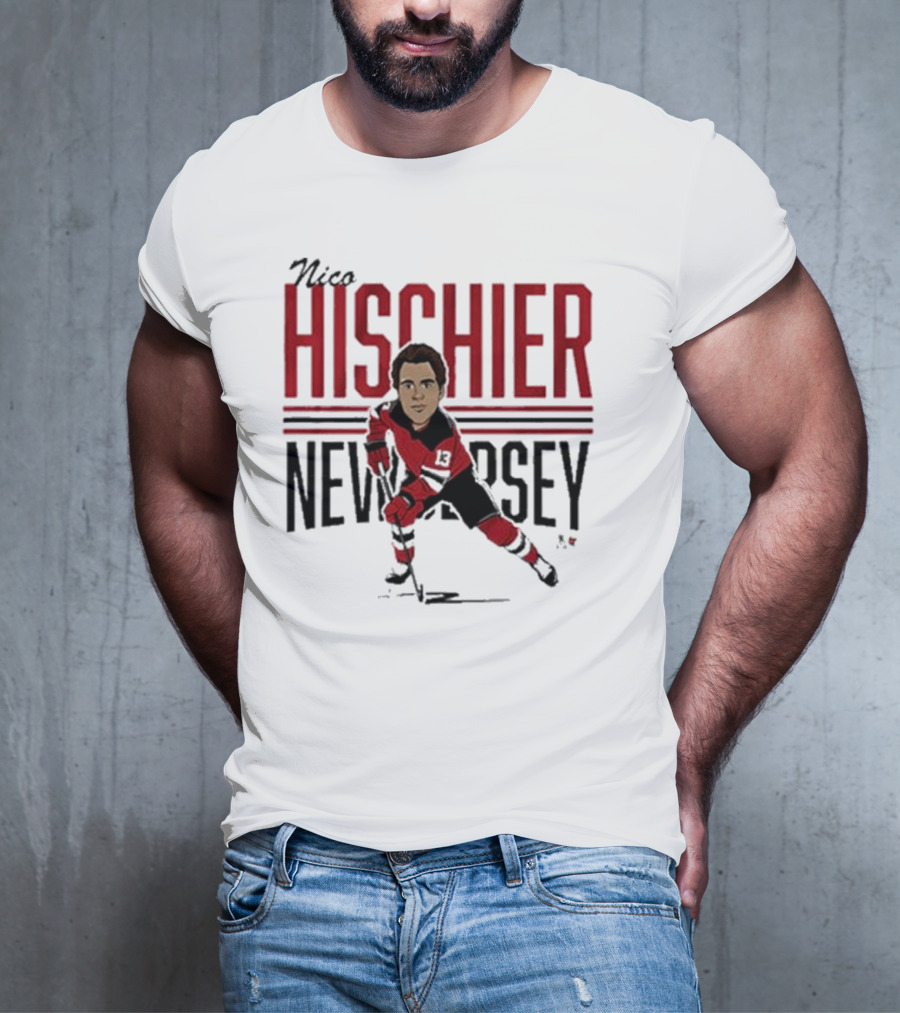 Nico Hischier New Jersey Center Ice Caricature T-Shirt