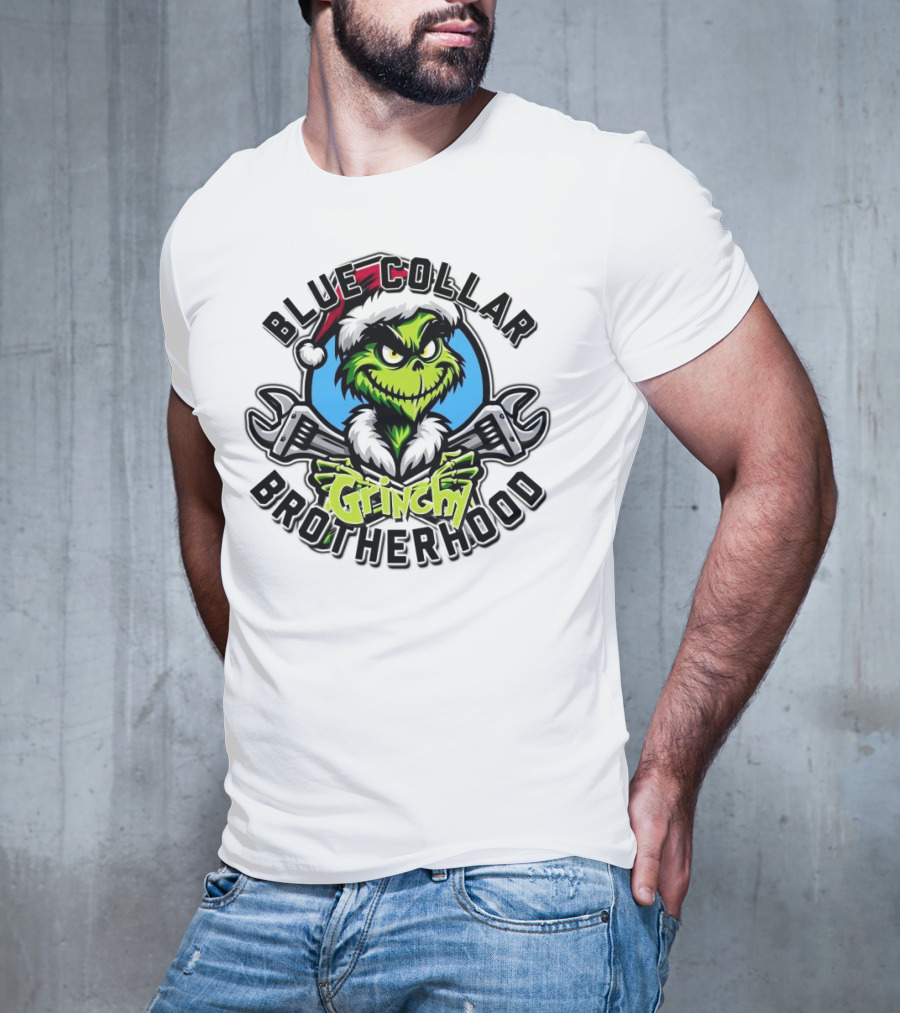 Blue Collar Grinchy Brotherhood Merry Christmas The Grinch T-Shirt