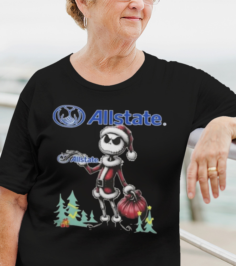 Santa Jack Skellington Allstate Merry Christmas T-Shirt