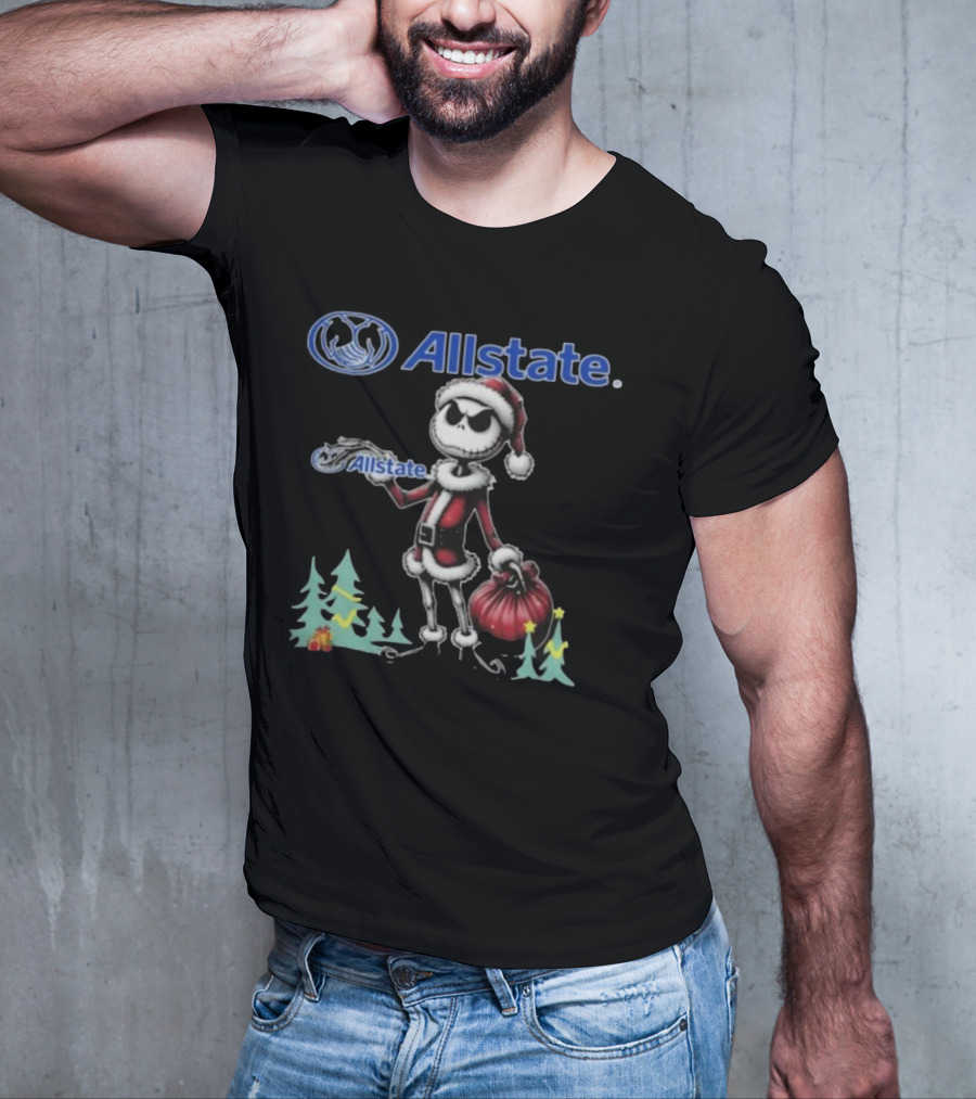 Santa Jack Skellington Allstate Merry Christmas T-Shirt