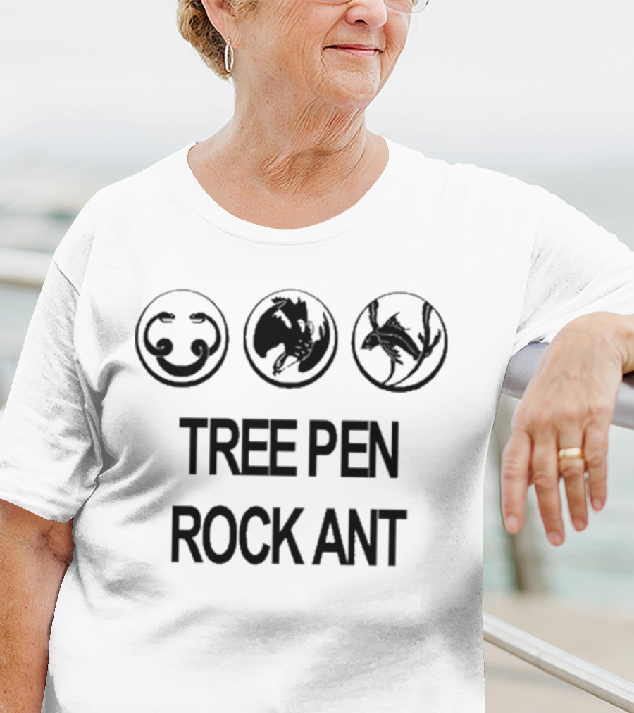 Tree Pen Rock Ant Symbolic Circles T-Shirt