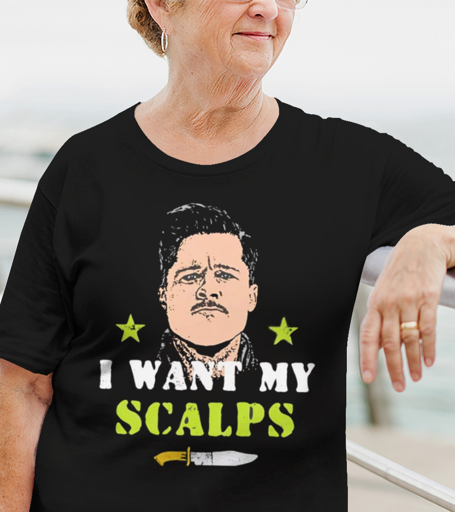 Aldo Raine I Want My Scalps Knife Stars T-Shirt