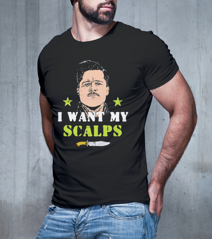 Aldo Raine I Want My Scalps Knife Stars T-Shirt