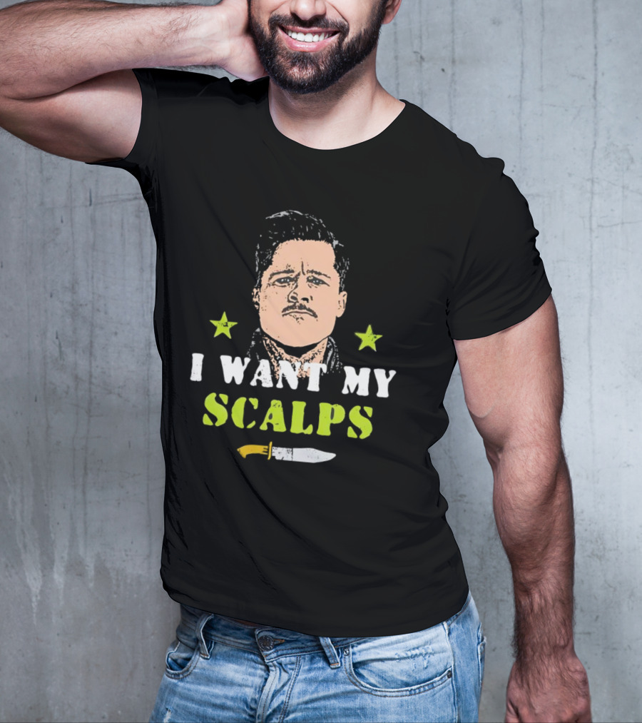 Aldo Raine I Want My Scalps Knife Stars T-Shirt