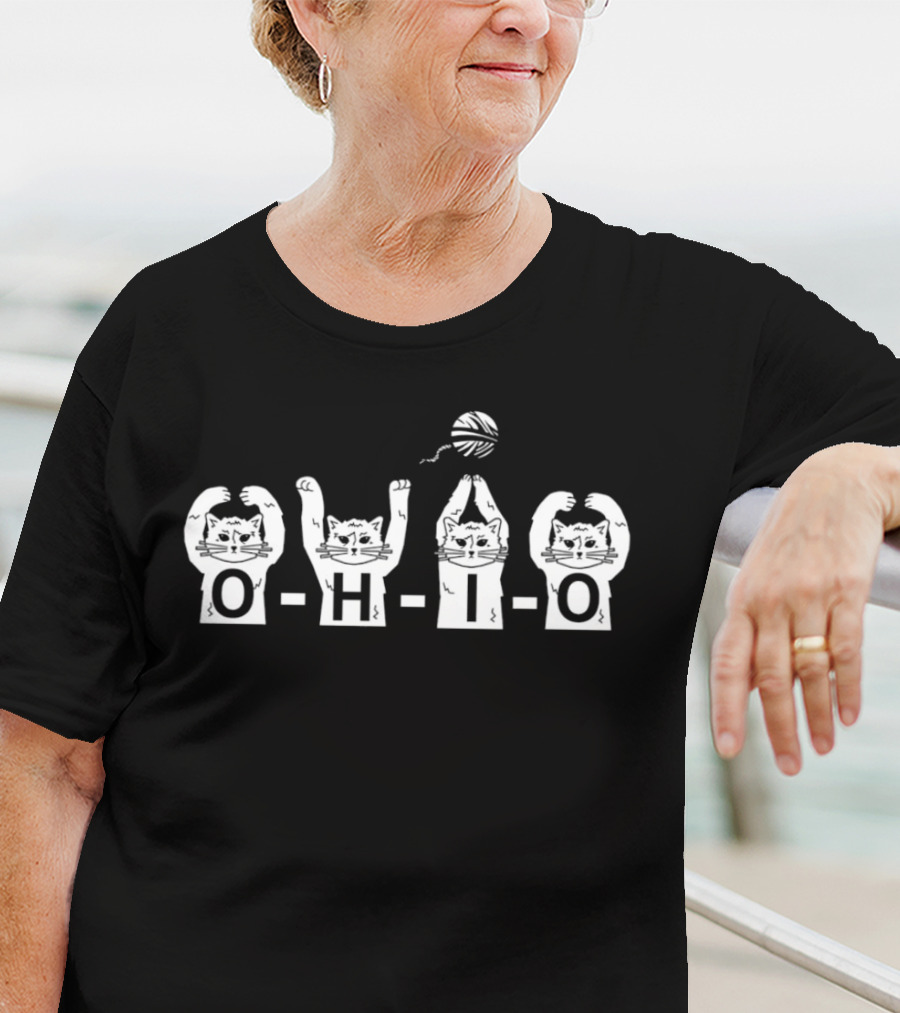 Cat Ohio O-H-I-O Yarn Playful Kitty T-Shirt