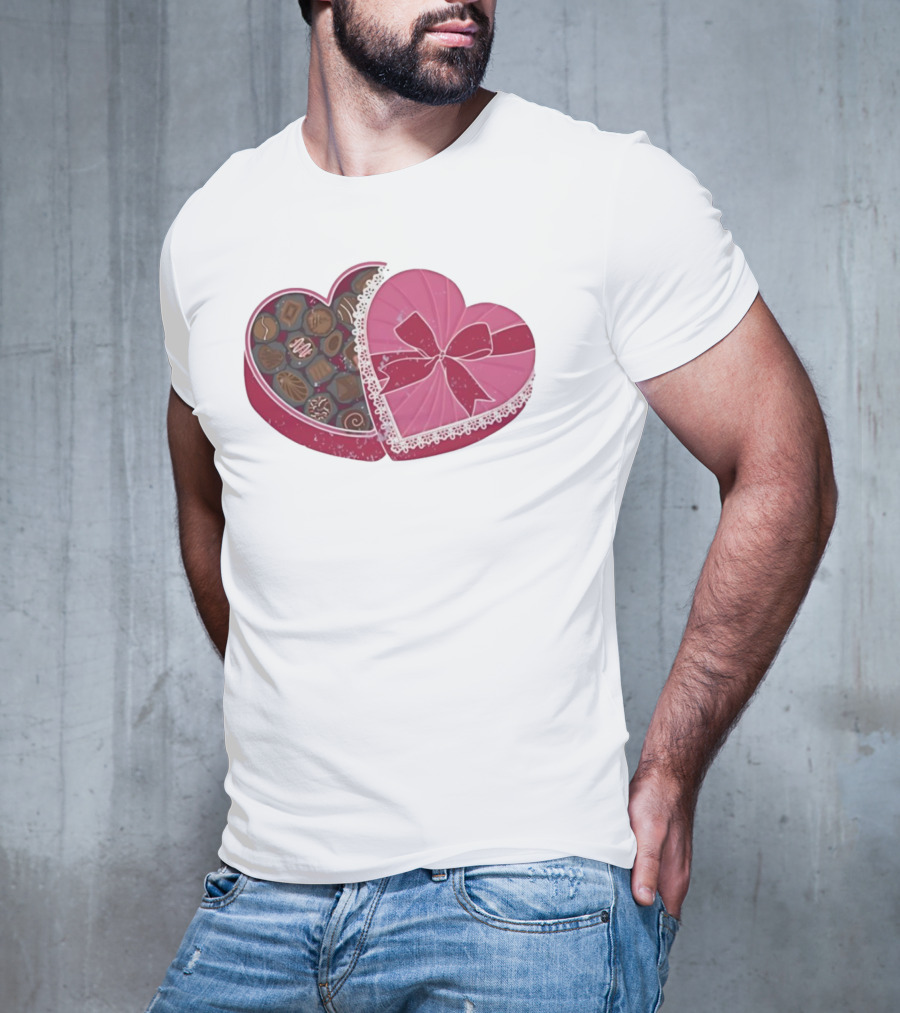 Heart Shaped Box Of Chocolates With Lace And Bow T-Shirt
