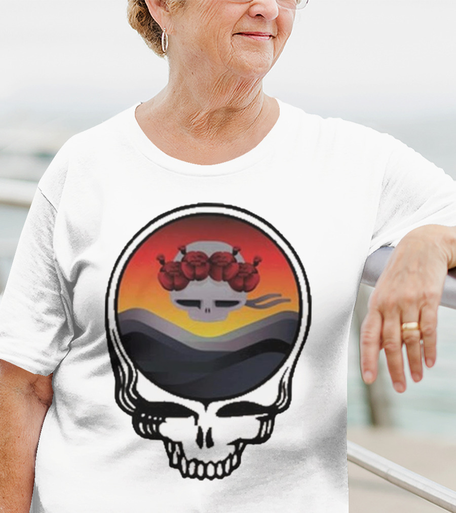 Grateful Dead The Ridge Skull Sunset With Roses T-Shirt