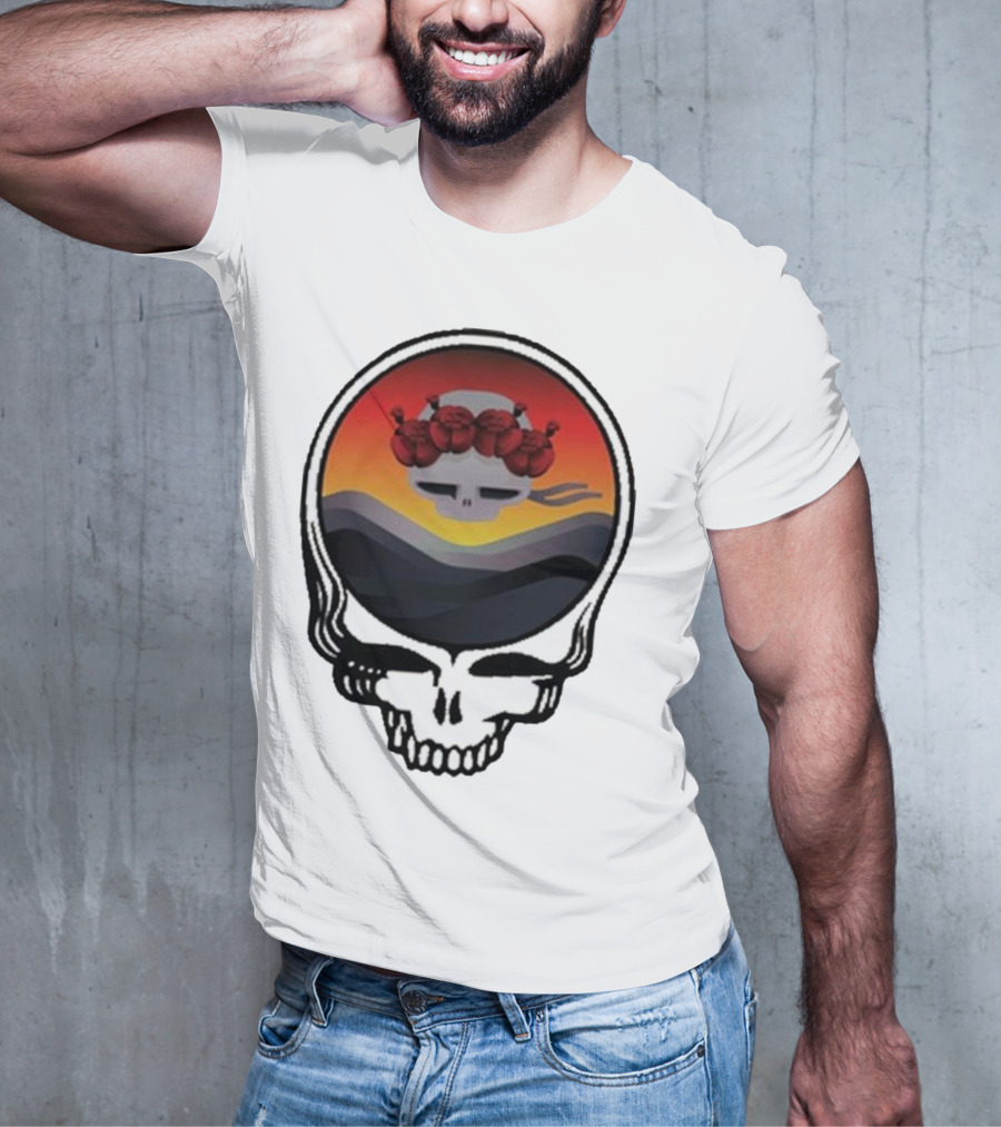 Grateful Dead The Ridge Skull Sunset With Roses T-Shirt