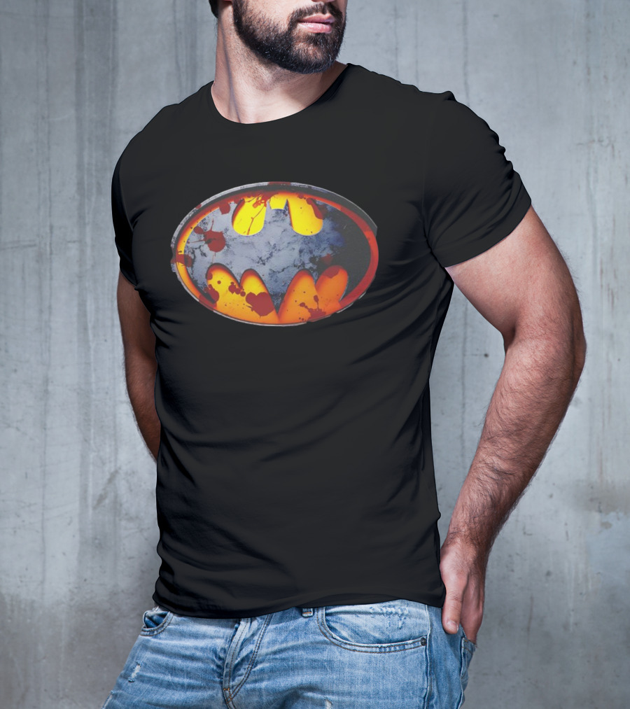 Batman Symbol With Grunge And Blood Splatter Effects T-Shirt