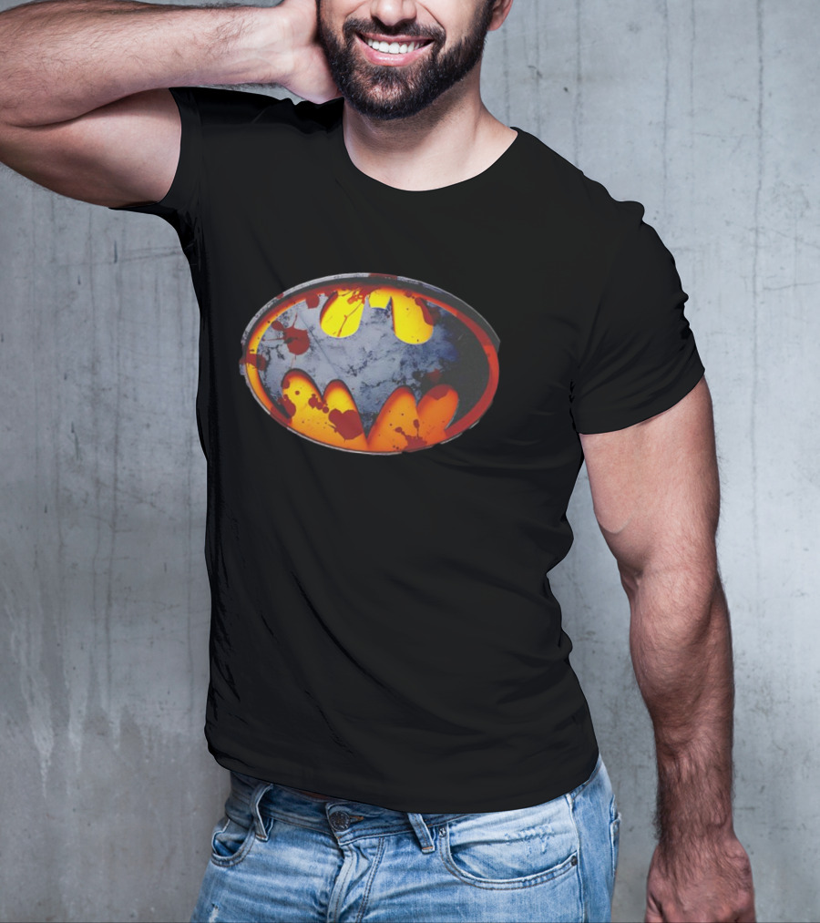 Batman Symbol With Grunge And Blood Splatter Effects T-Shirt