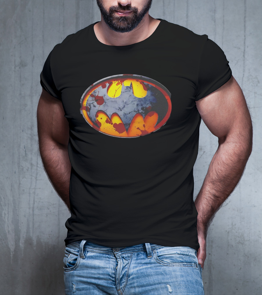 Batman Symbol With Grunge And Blood Splatter Effects T-Shirt