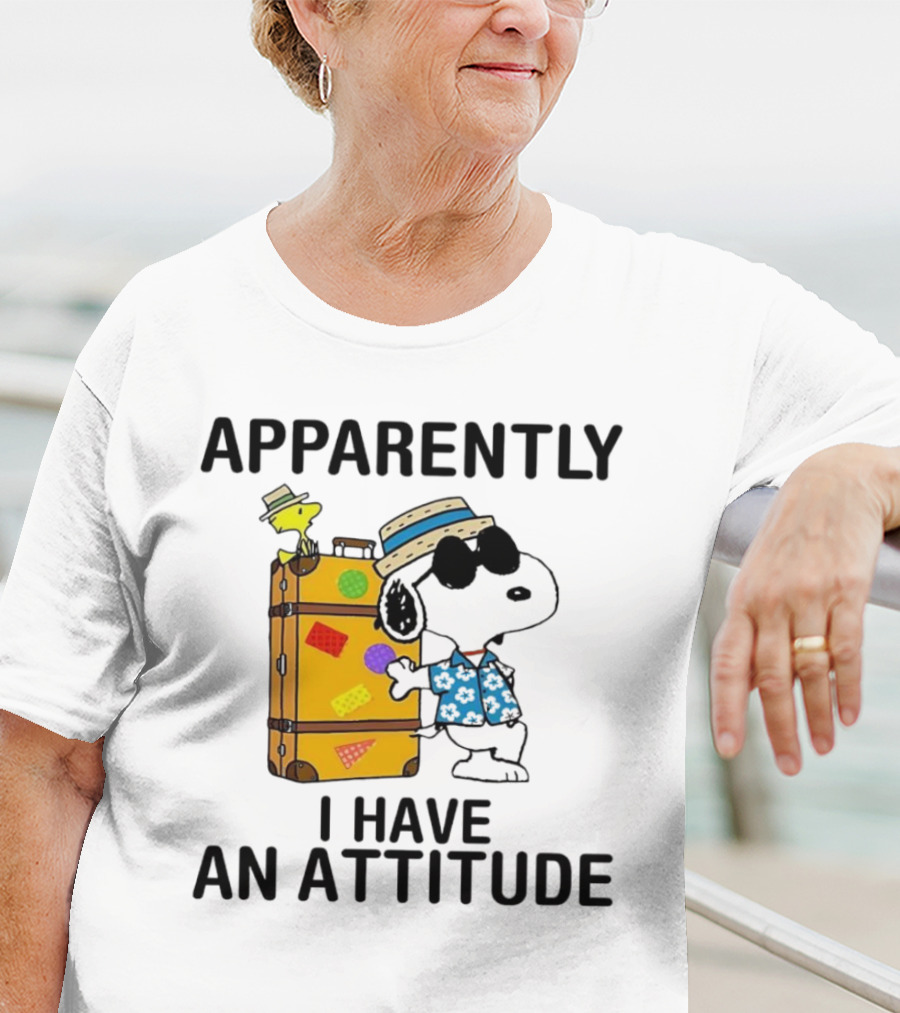 Apparently I Have An Attitude Snoopy With Woodstock And Suitcase T-Shirt