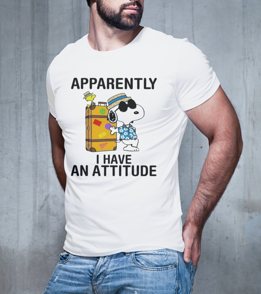 Apparently I Have An Attitude Snoopy With Woodstock And Suitcase T-Shirt