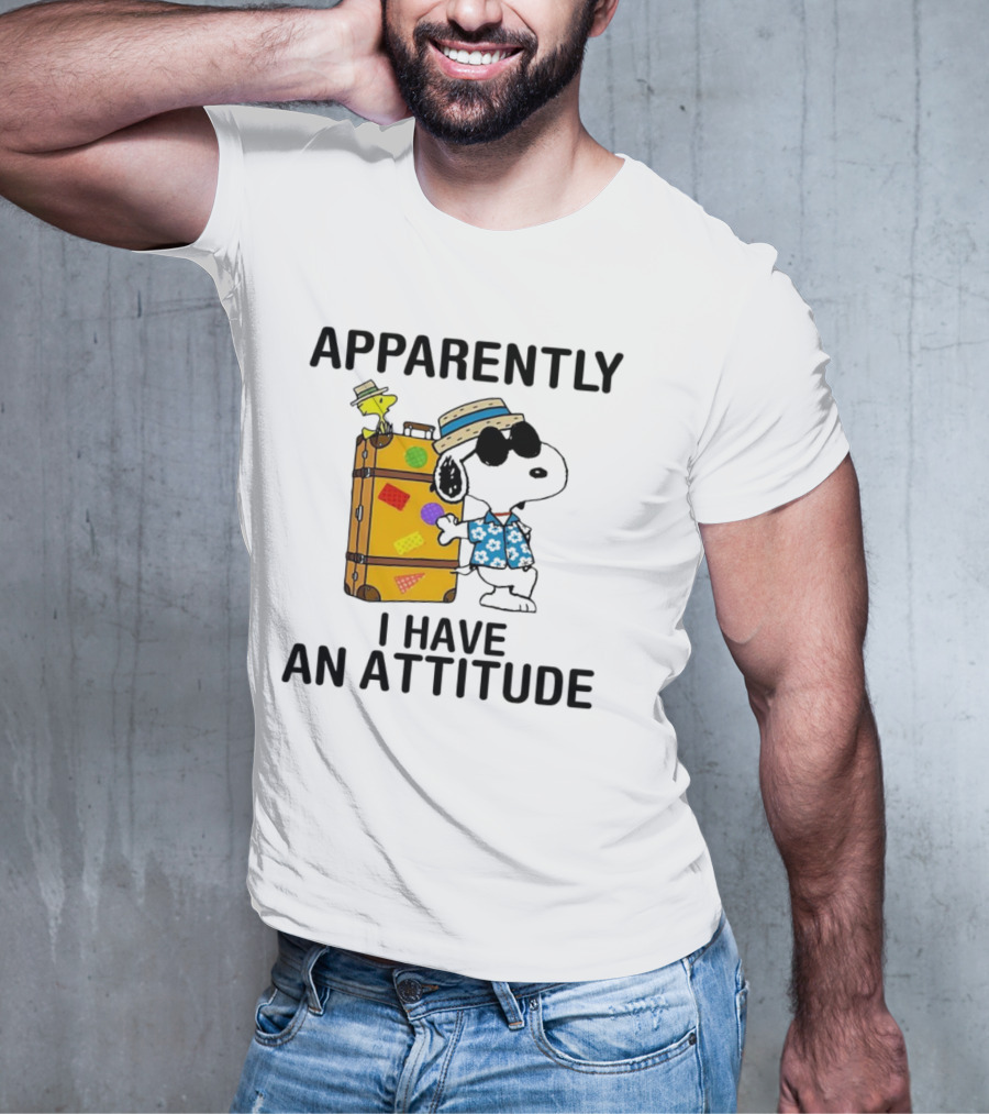 Apparently I Have An Attitude Snoopy With Woodstock And Suitcase T-Shirt