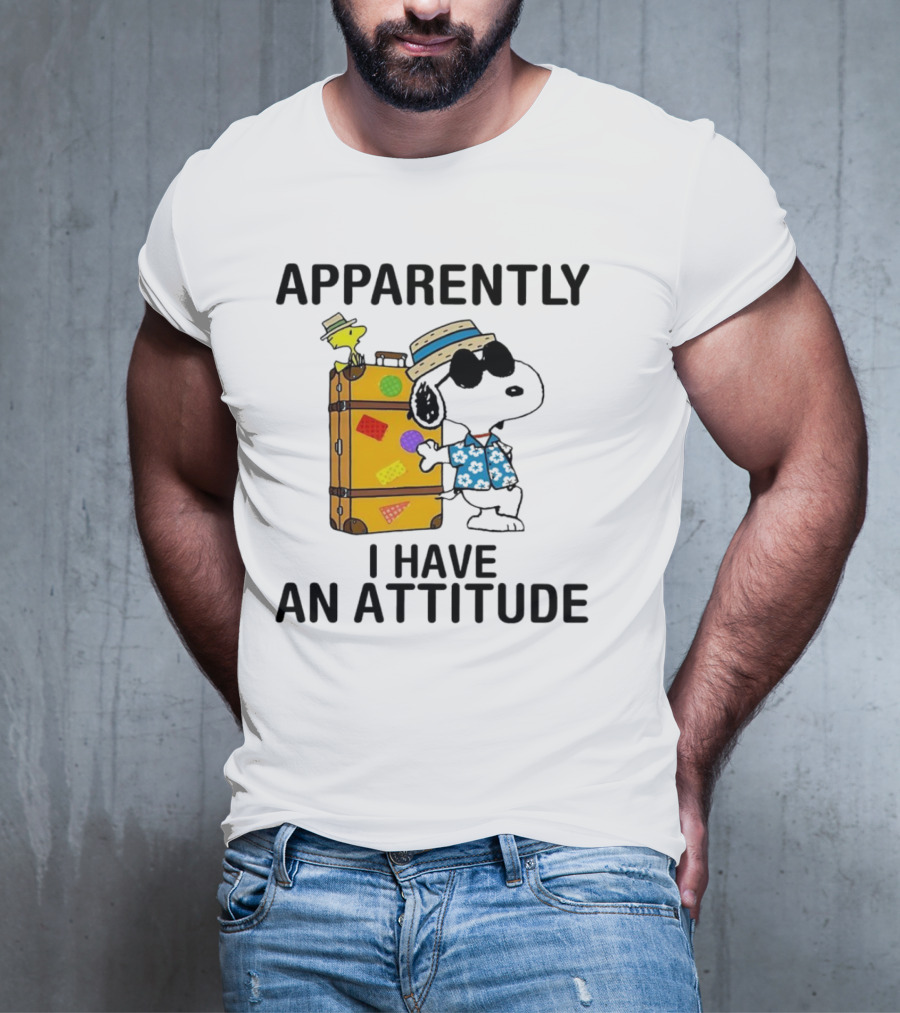 Apparently I Have An Attitude Snoopy With Woodstock And Suitcase T-Shirt