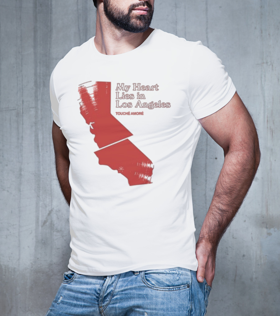Touché Amoré My Heart Lies In Los Angeles California Map Red T-Shirt