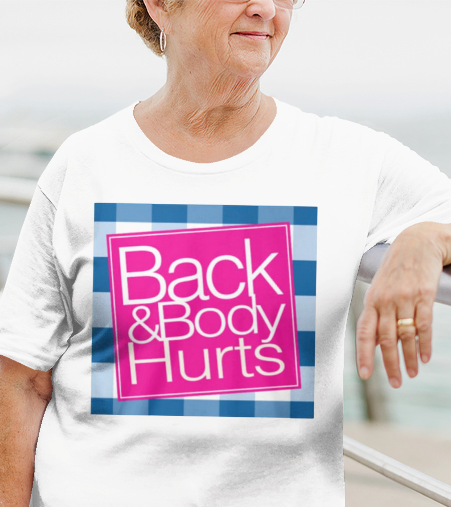Back And Body Hurts Blue Checkered Square T-Shirt