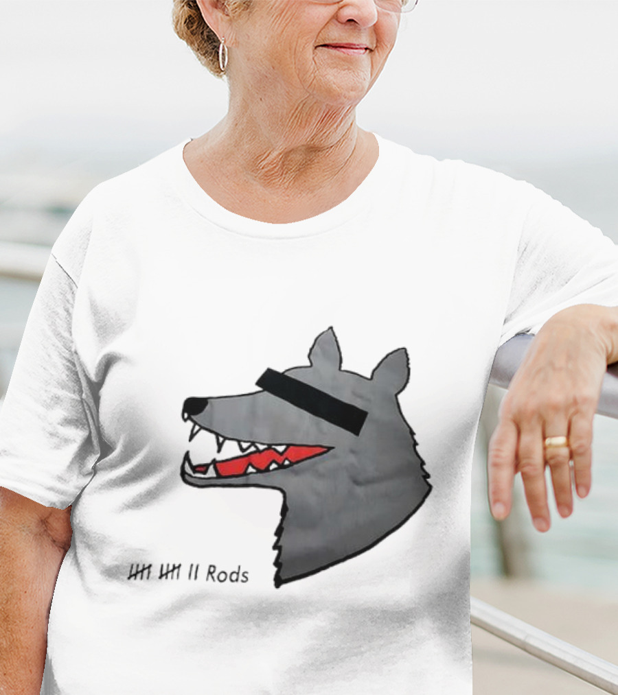 12 Rods Lost Time Wolf Head With Red And Black Accents T-Shirt