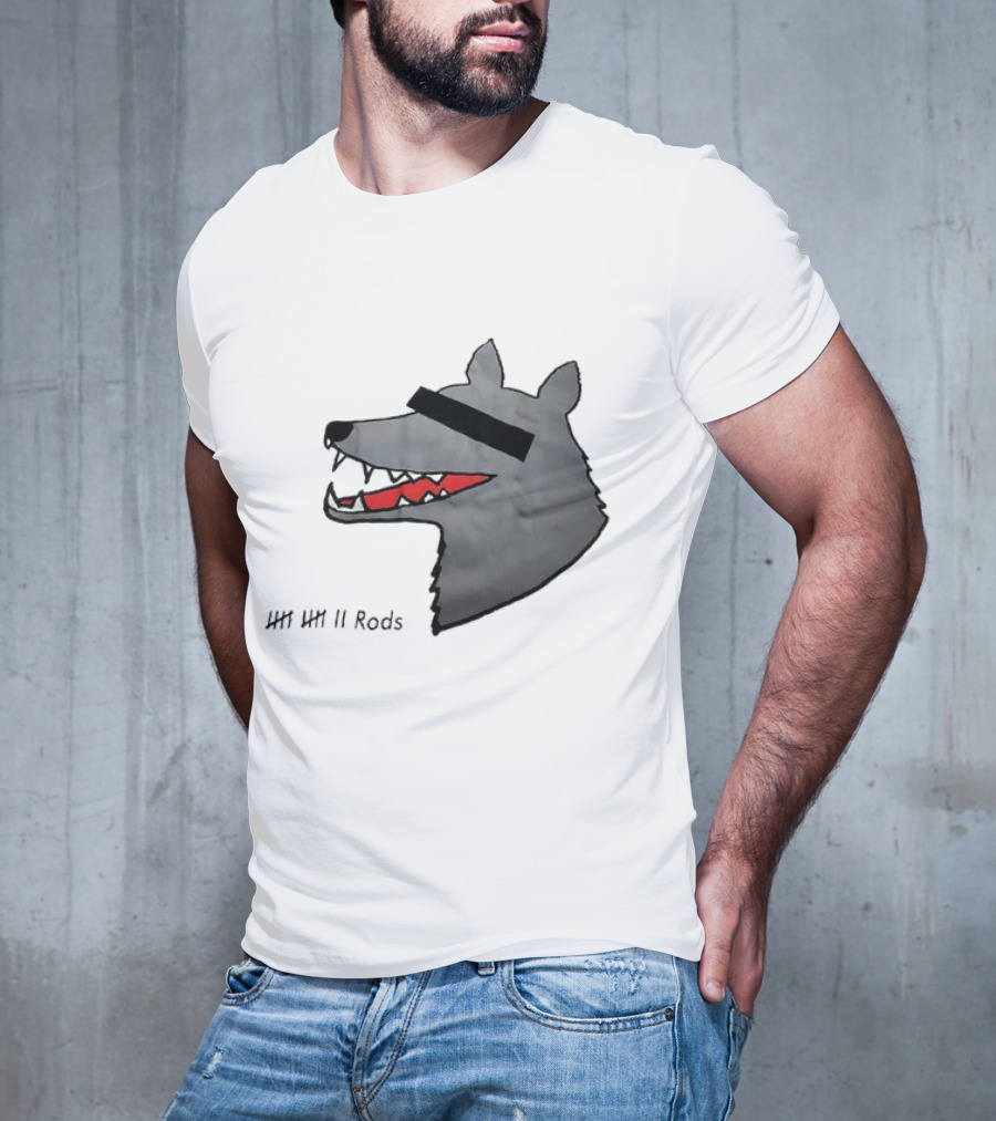 12 Rods Lost Time Wolf Head With Red And Black Accents T-Shirt