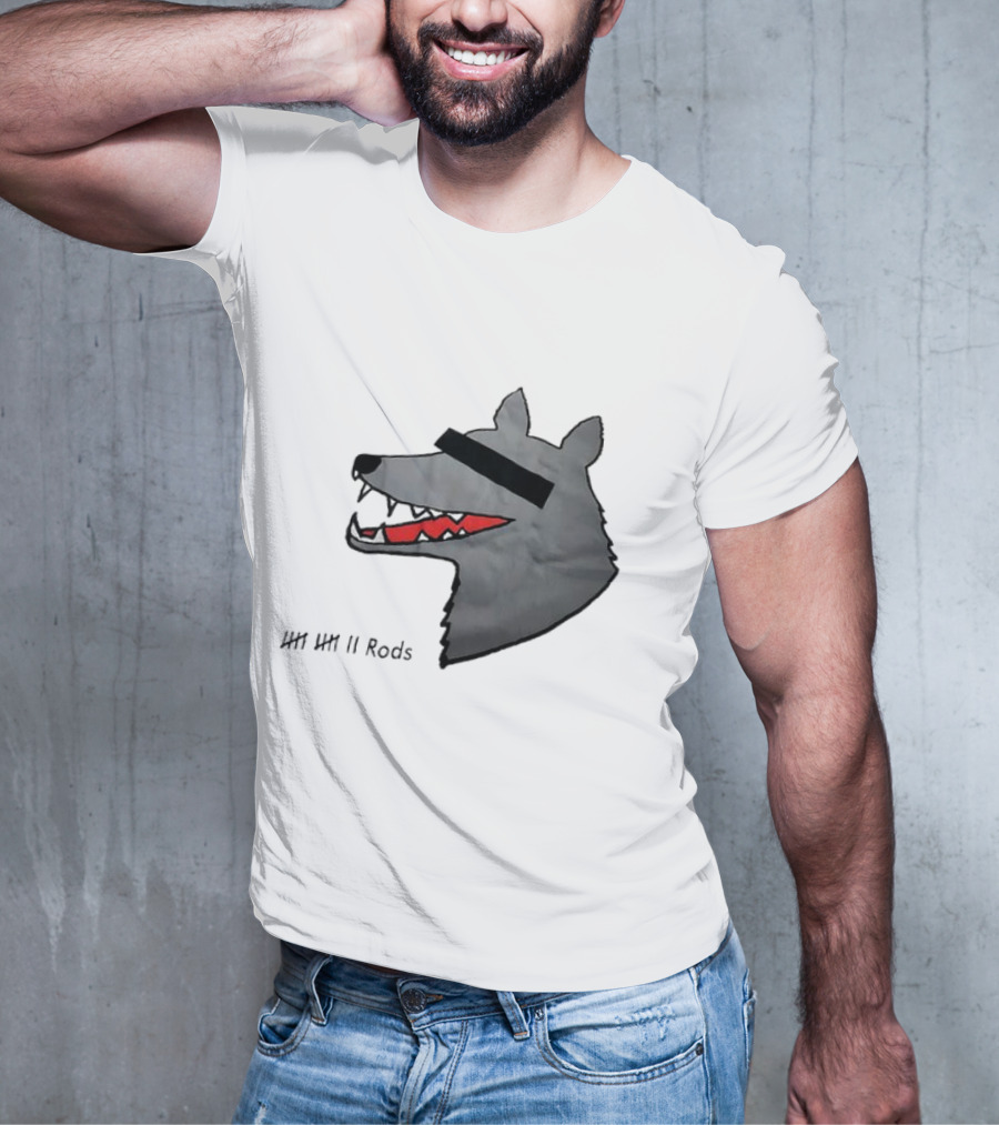 12 Rods Lost Time Wolf Head With Red And Black Accents T-Shirt