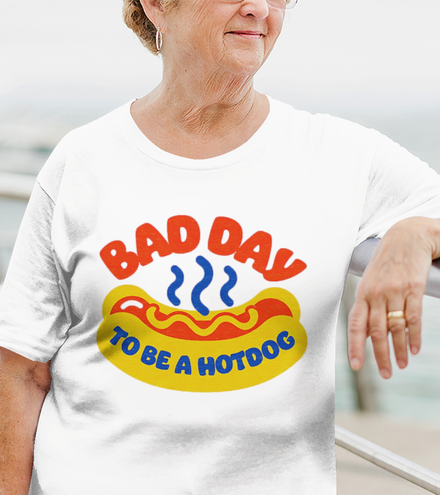 Bad Day To Be A Hotdog With Steaming Hotdog Graphic T-Shirt