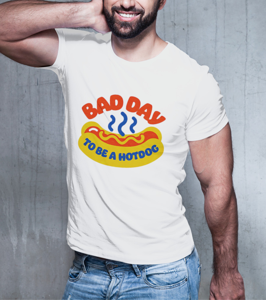 Bad Day To Be A Hotdog With Steaming Hotdog Graphic T-Shirt