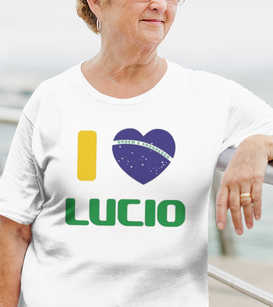 I Love Ordem E Progresso Lucio Brazil Heart Flag Style T-Shirt