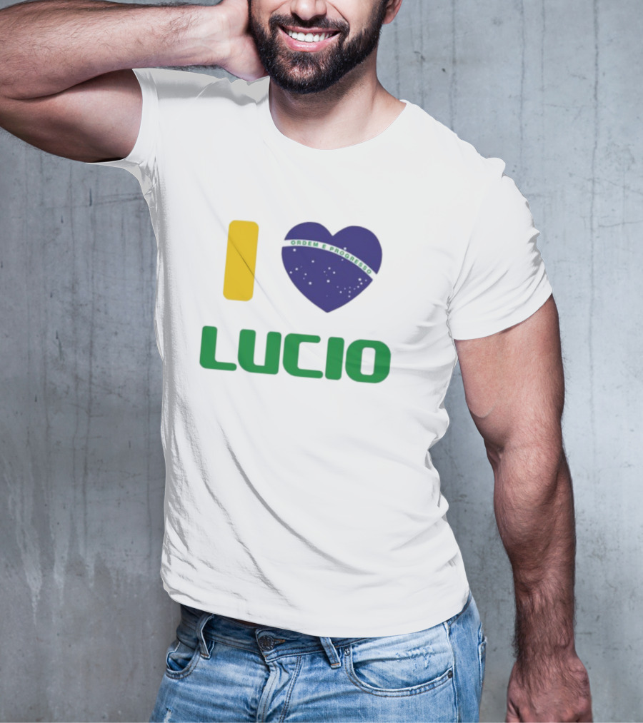 I Love Ordem E Progresso Lucio Brazil Heart Flag Style T-Shirt